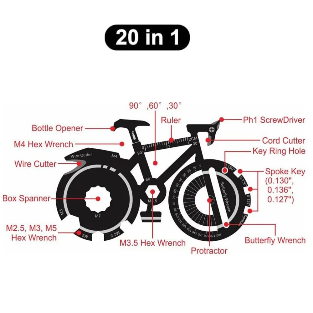 ​​20-in-1 Bicycle Multitool Ca - Multitool Credit Card recension och pris