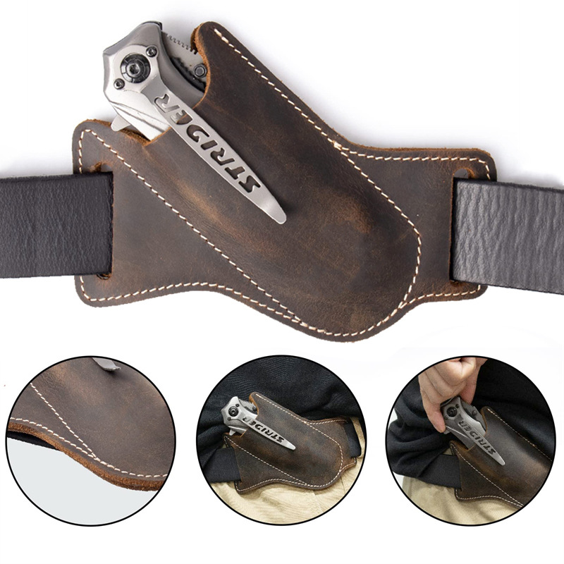 Leather Folding Knife Sheath,  - Edc Carry Pocket Pouch recension och pris