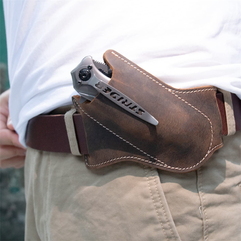 Leather Folding Knife Sheath,  - Edc Carry Pocket Pouch recension och pris